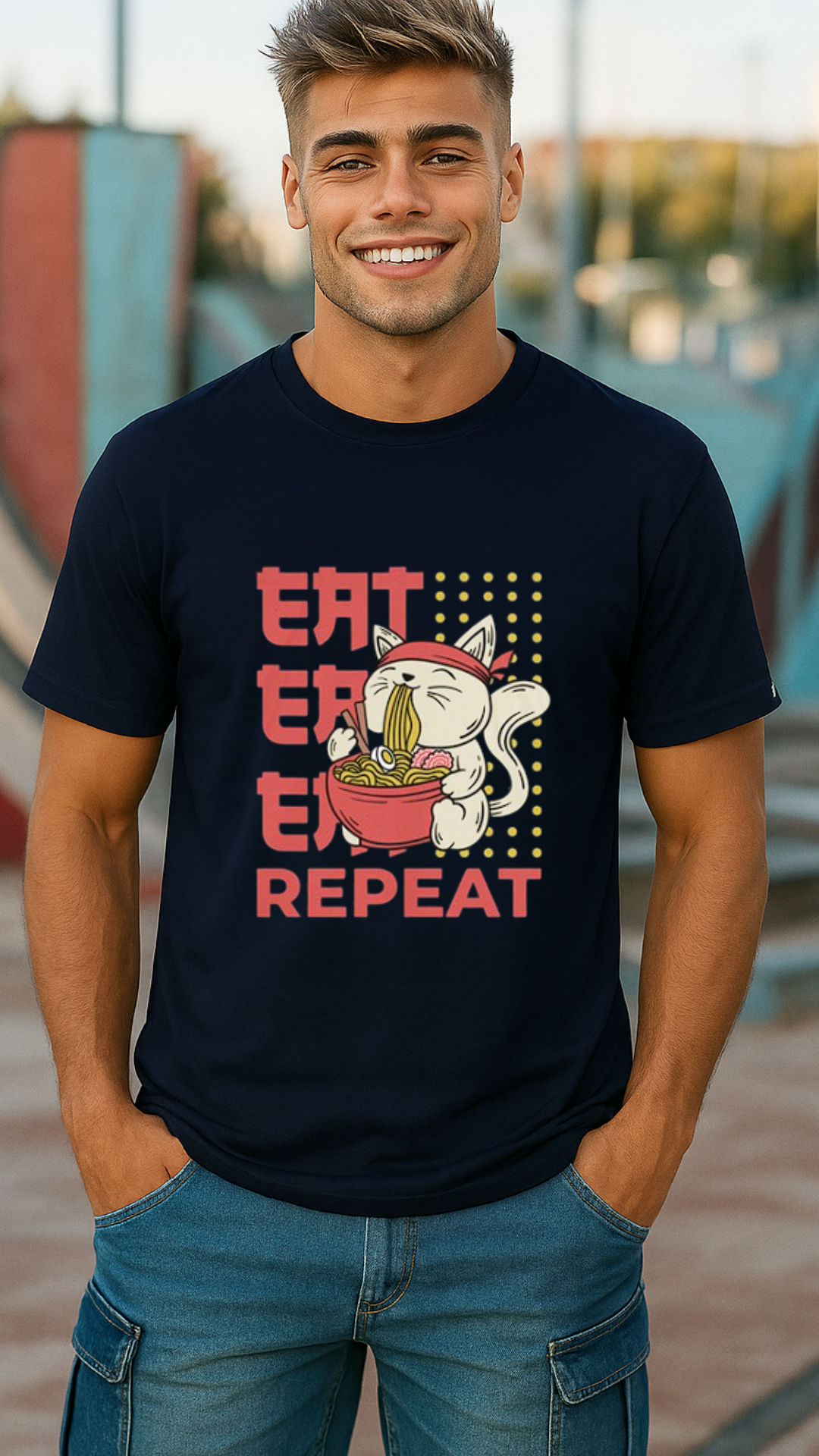 Men's Eat Repeat Streetwear Classic Fit T-shirt