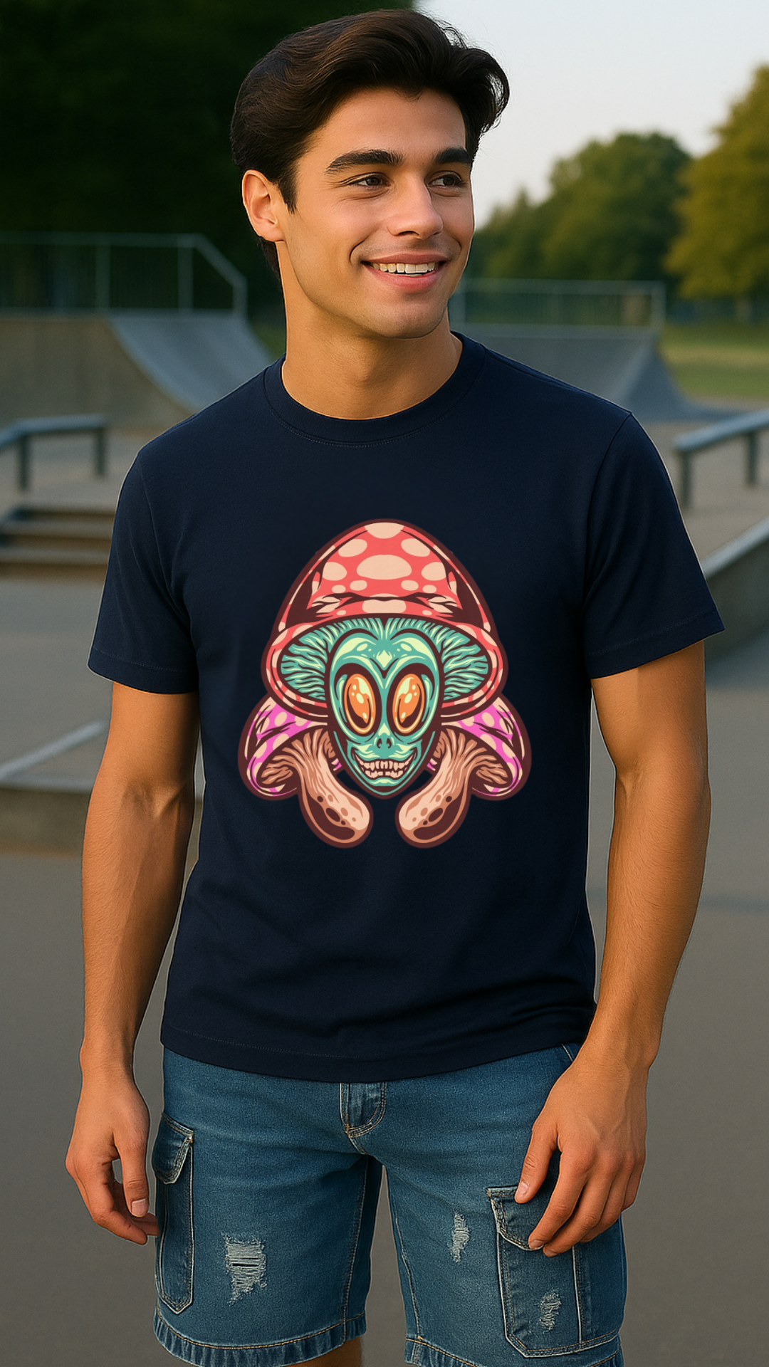 Men's Mushroom Alien Streetwear Classic Fit T-shirt