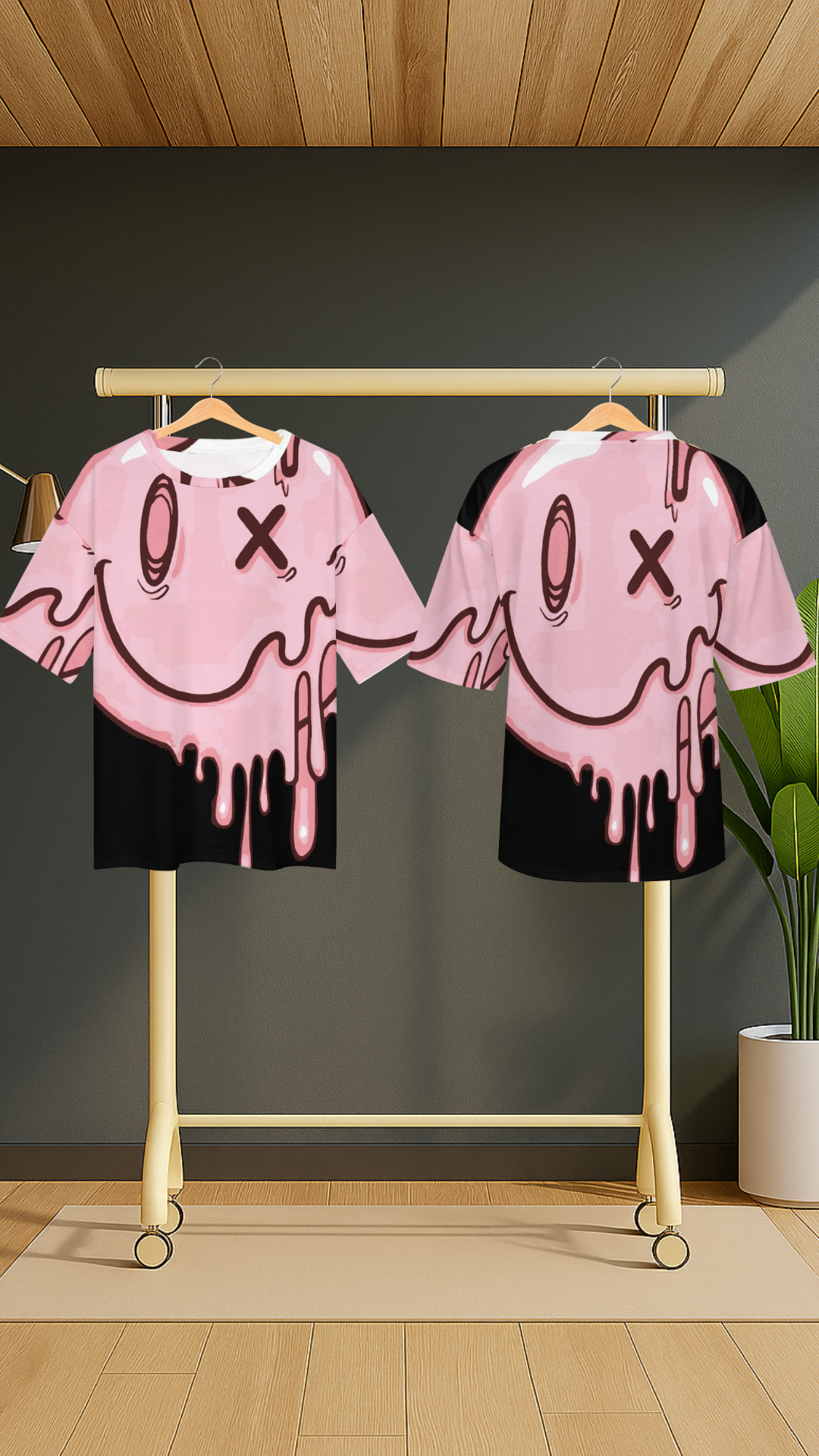 Men's Trippy Melting Smiley Acid & Punk Oversized T-shirt