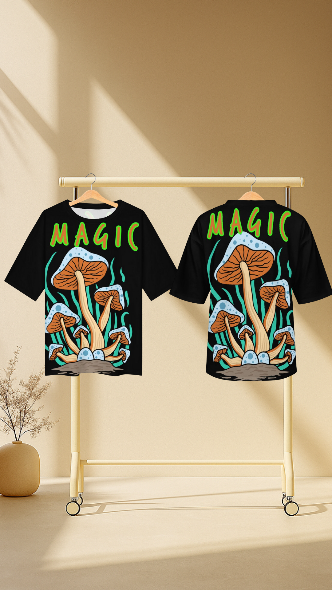 Men's Psychedelic Magic Mushrooms Acid & Punk Oversized T-shirt