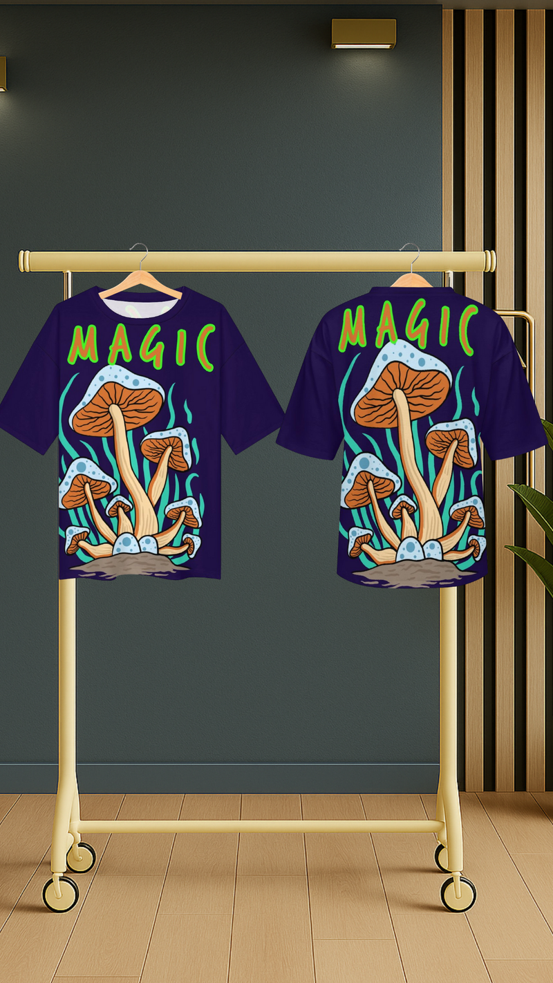 Men's Psychedelic Magic Mushrooms Acid & Punk Oversized T-shirt