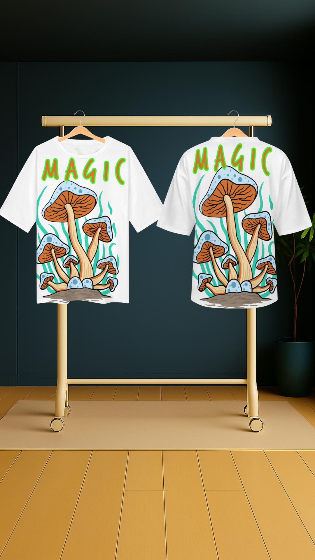 Men's Psychedelic Magic Mushrooms Acid & Punk Oversized T-shirt