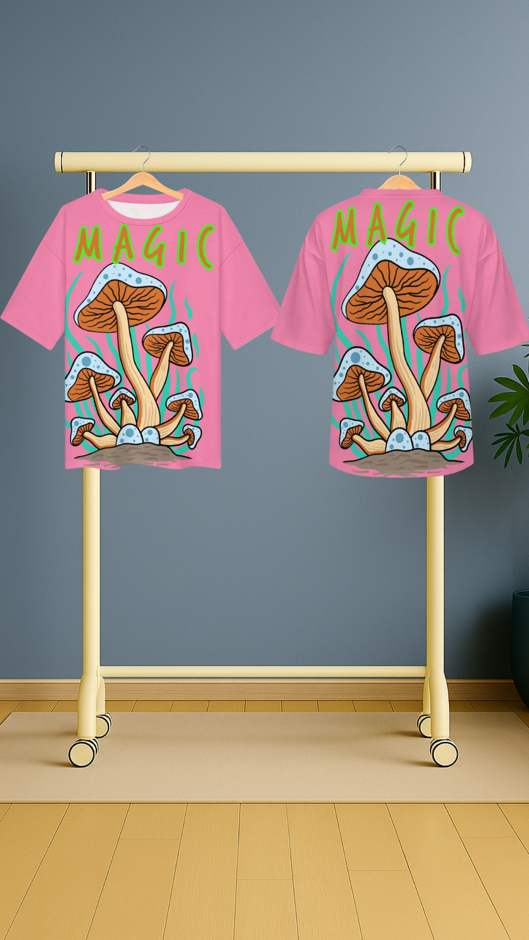 Men's Psychedelic Magic Mushrooms Acid & Punk Oversized T-shirt