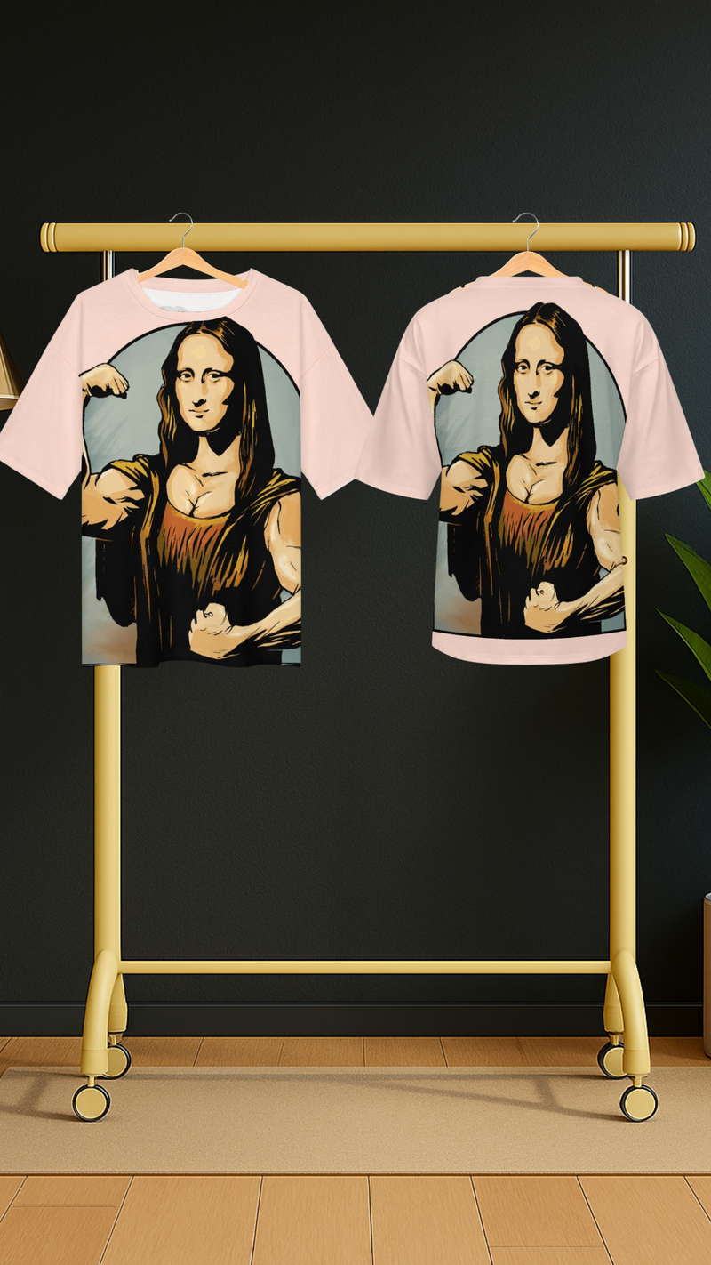 Men's Beefed Up Mona Lisa Abstract Oversized T-shirt