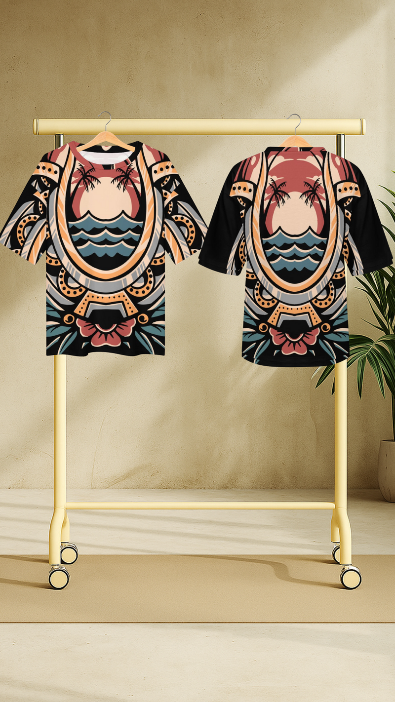Men's Beach Sunset Acid & Punk Oversized T-shirt
