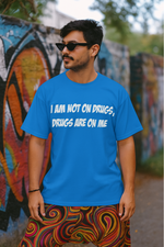 Men's Drugs on Me Typography Oversized T-shirt
