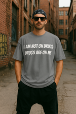 Men's Drugs on Me Typography Oversized T-shirt