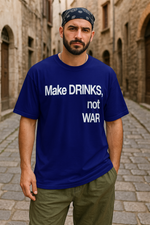Men's Make Drinks Not War Typography Oversized T-shirt