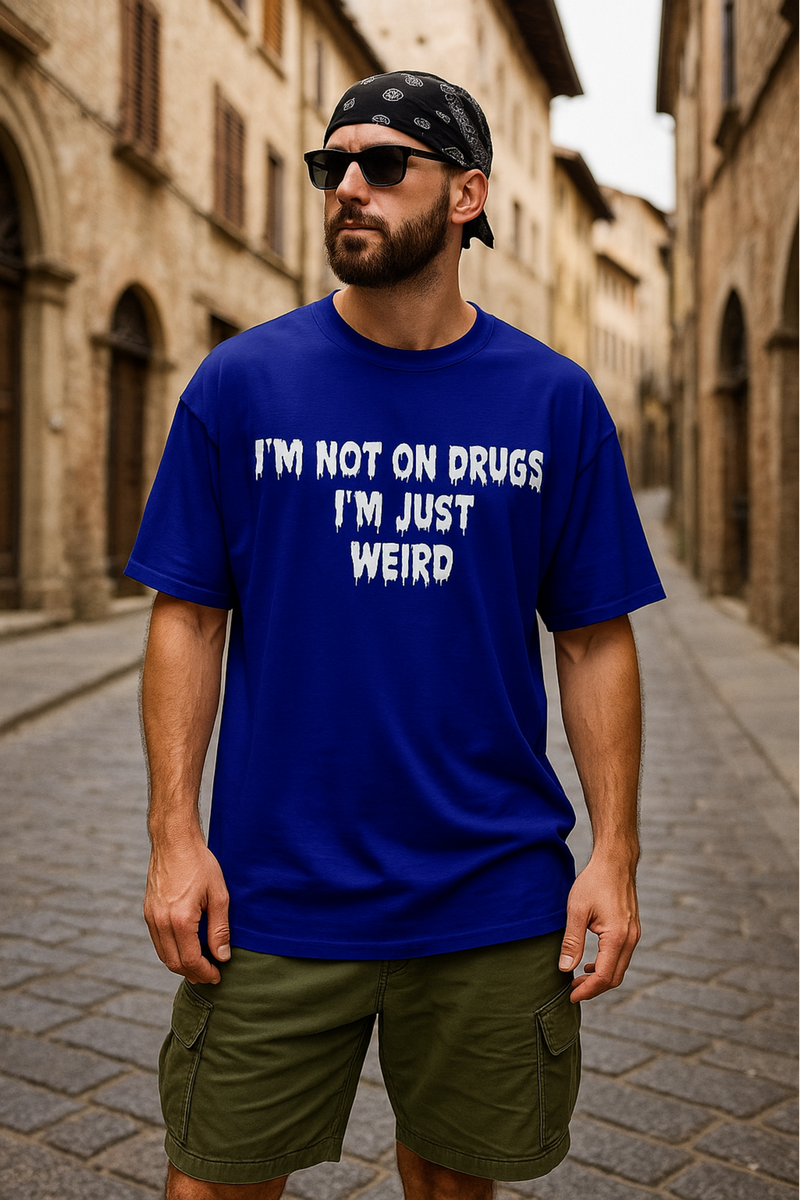 Men's I'm Not on Drugs Typography Oversized T-shirt