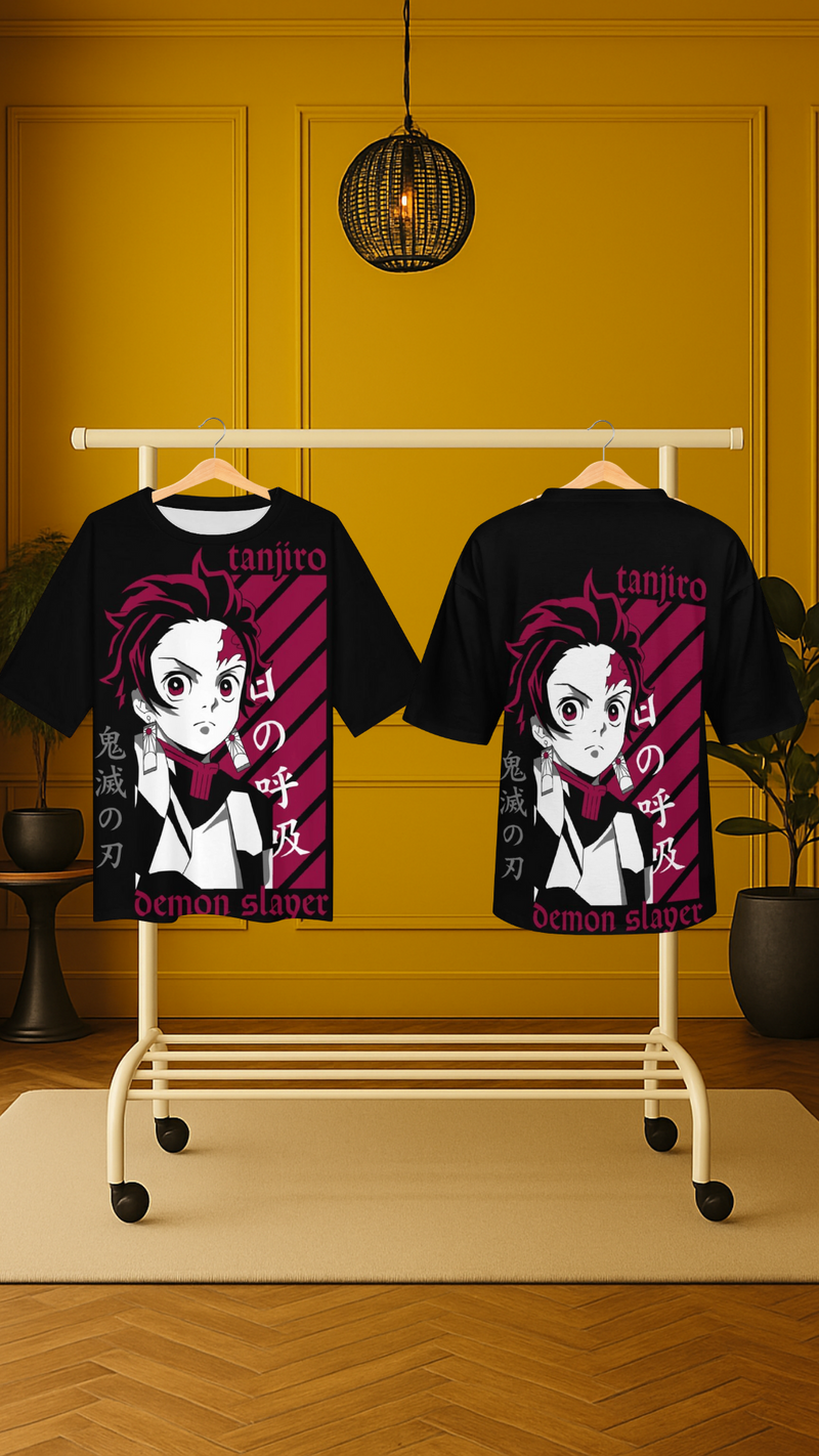 Men's Tanjiro Potrait Demon Slayer Anime Oversized T-shirt