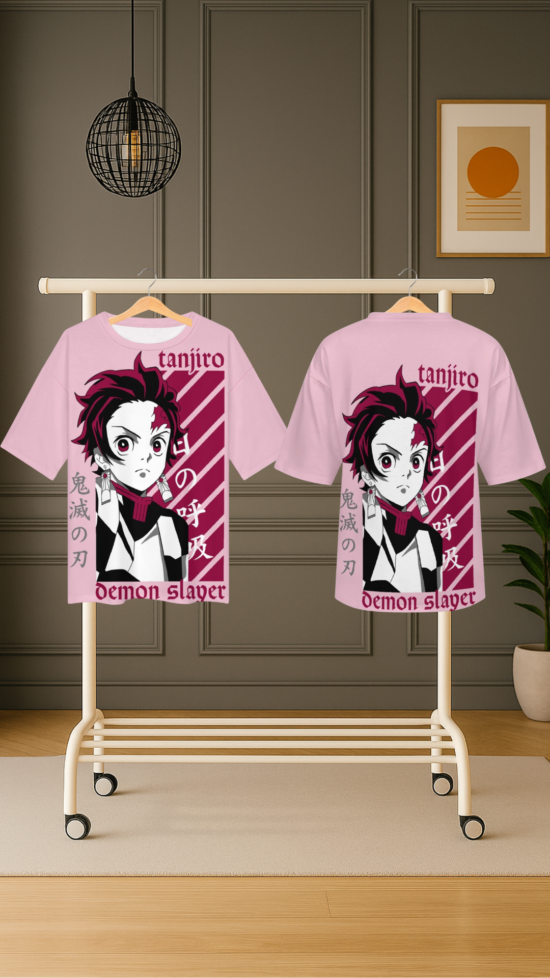 Men's Tanjiro Potrait Demon Slayer Anime Oversized T-shirt