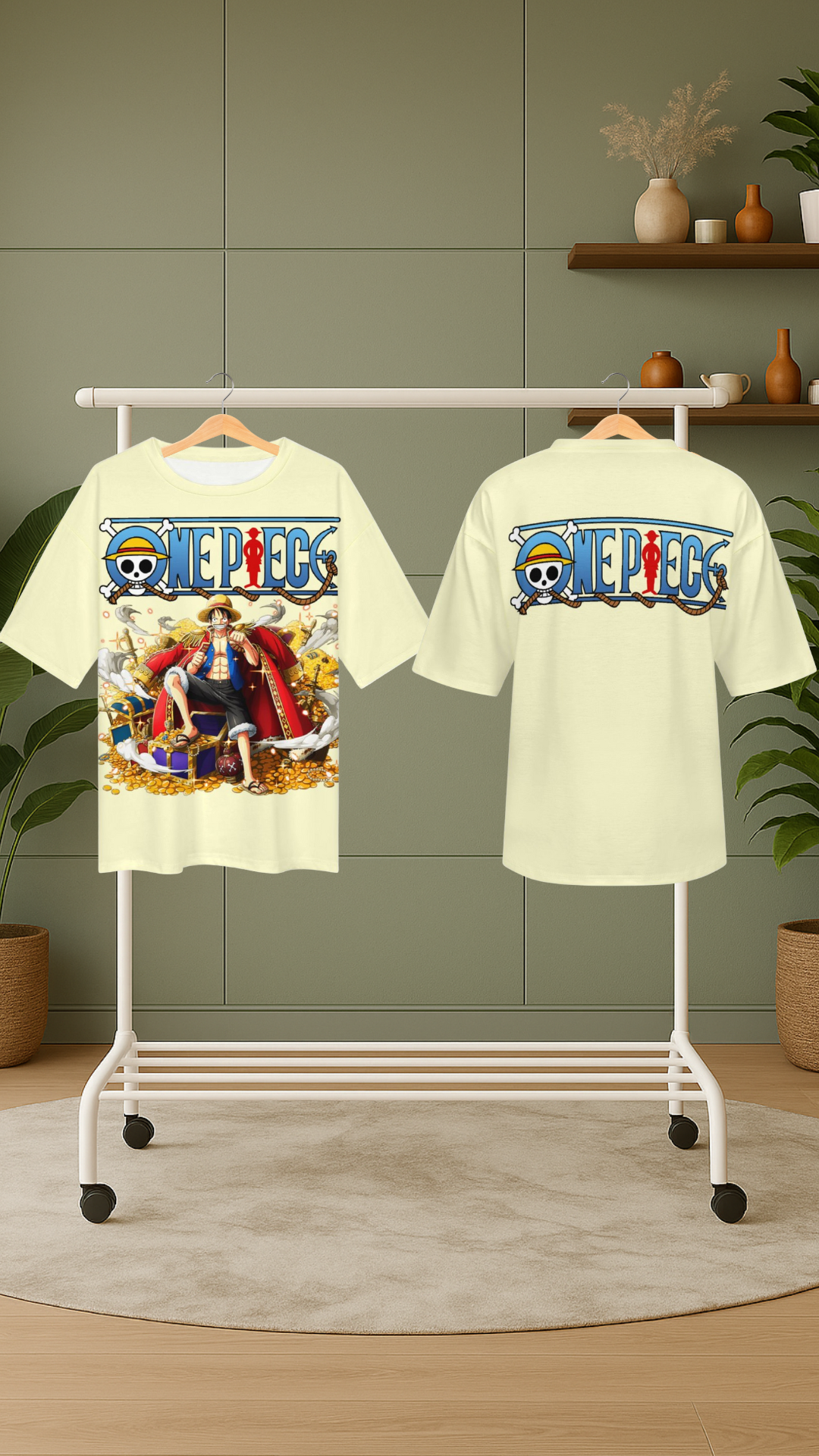 Men's Luffy One Piece Anime Oversized T-shirt