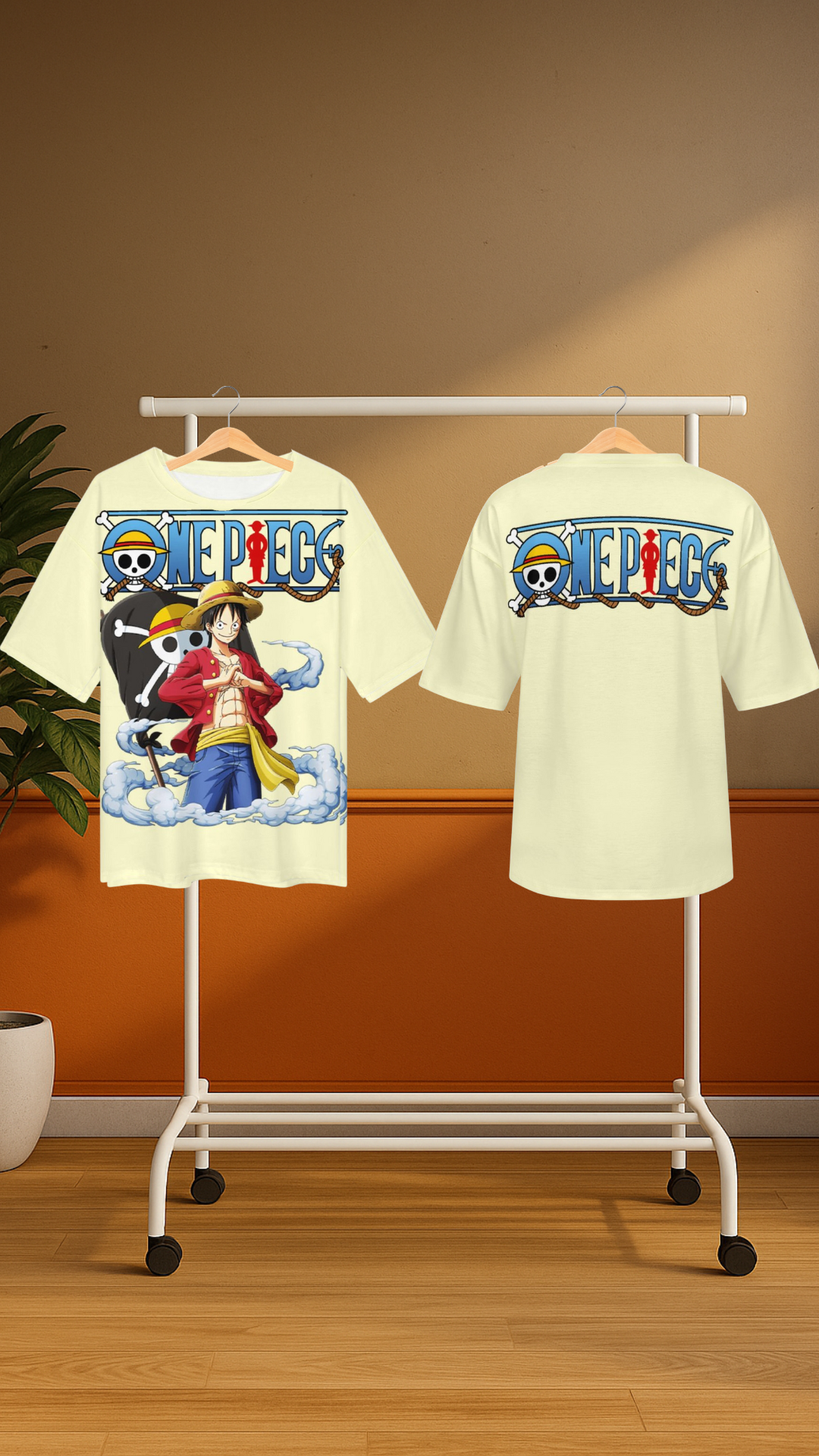 Men's Sailor Luffy One Piece Anime Oversized T-shirt