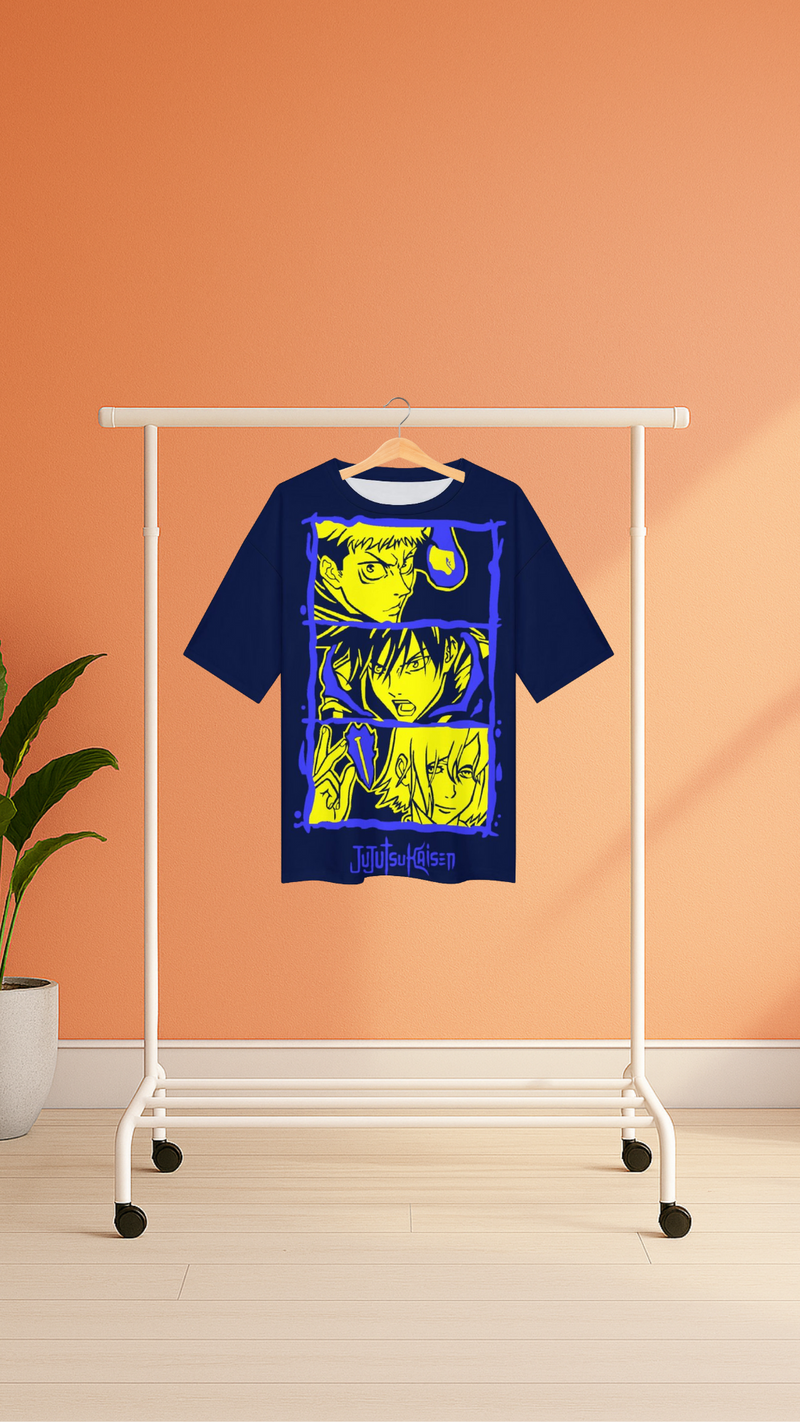 Men's Jujutsu Kaisen Clan Portrait Anime Oversized T-shirt