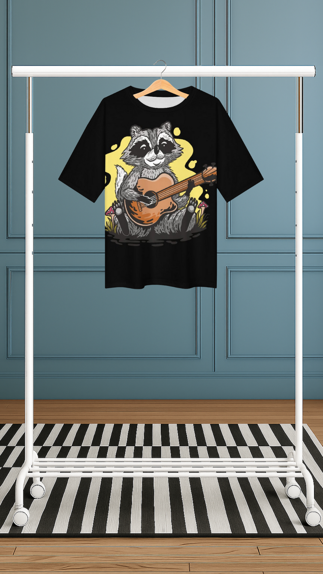 Men's Chilling Raccoon Abstract Oversized T-shirt