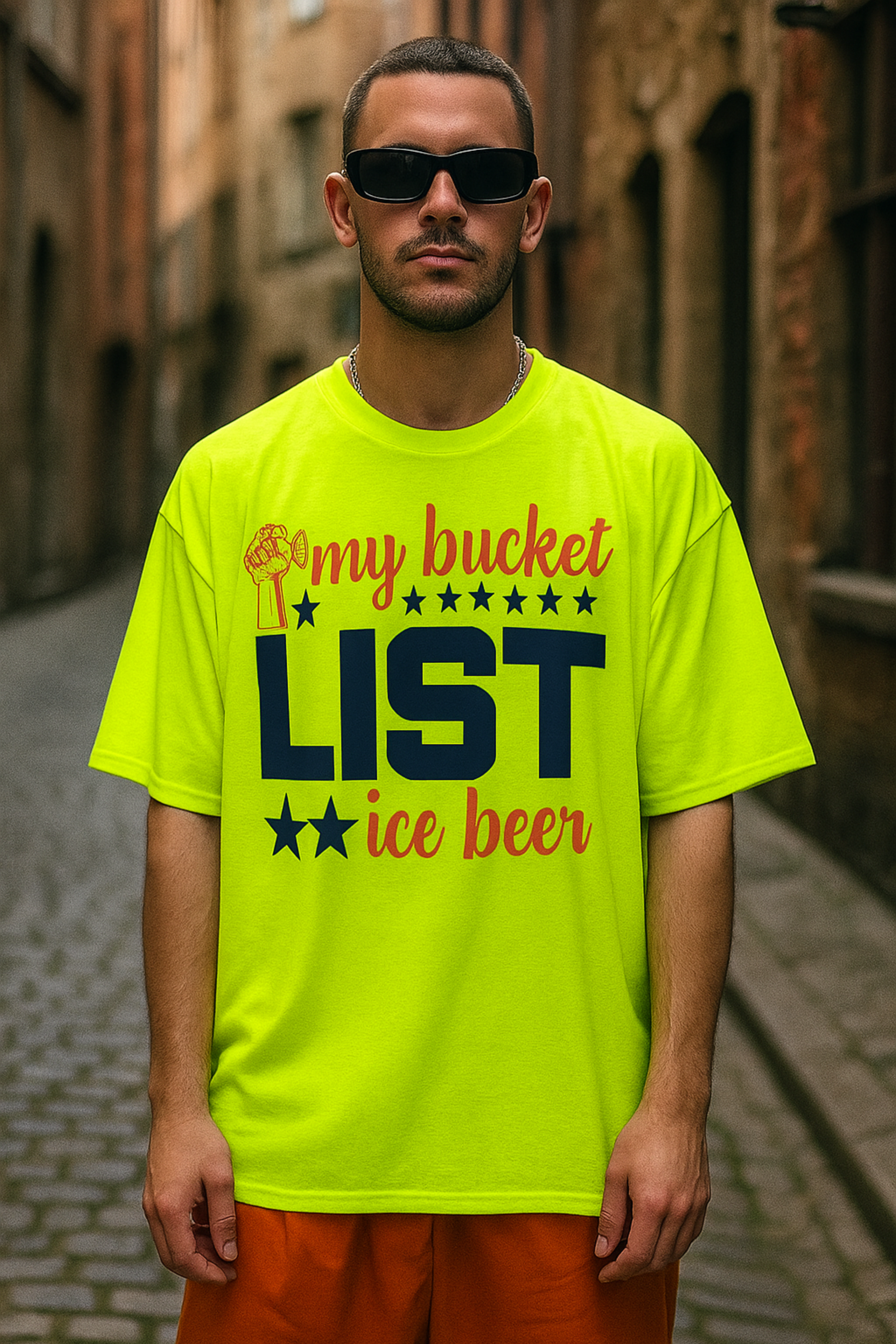 Men's My Bucket List Typography Oversized T-shirt