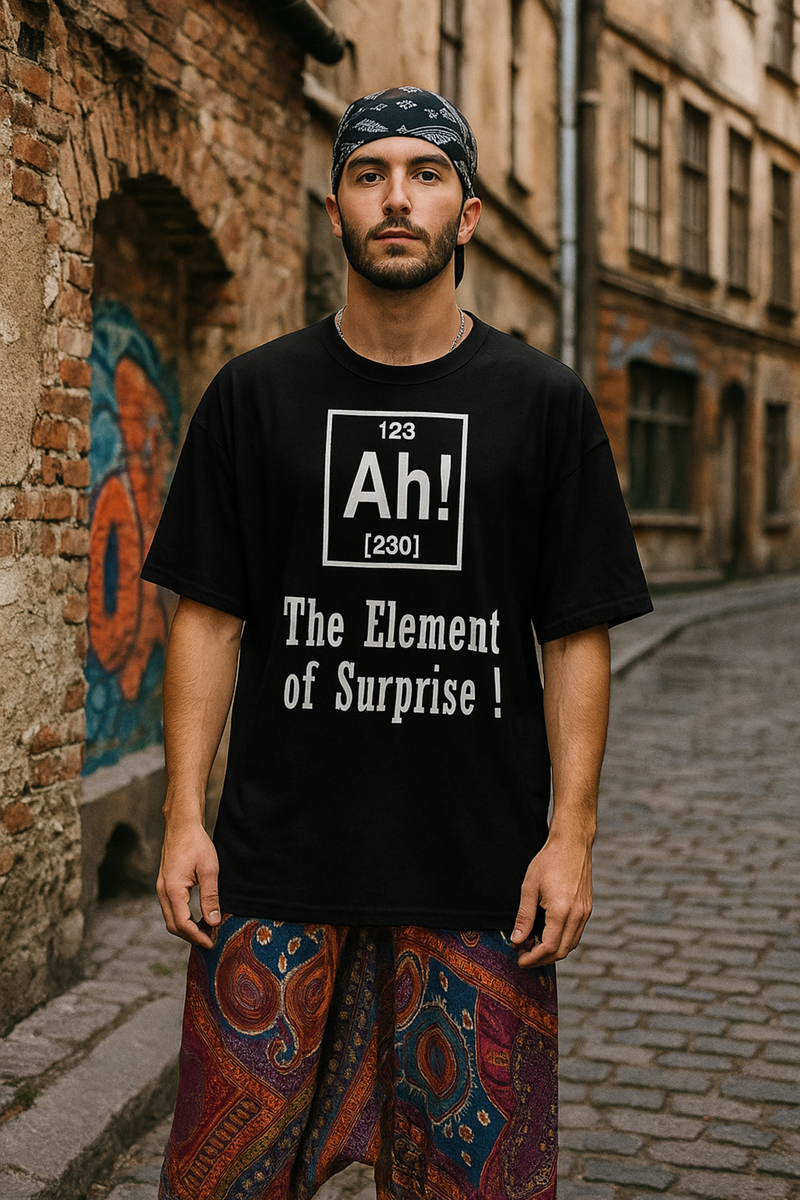 Men's Ah! Typography Oversized T-shirt