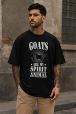Men's Goats are my Spirit Animal Typography Oversized T-shirt