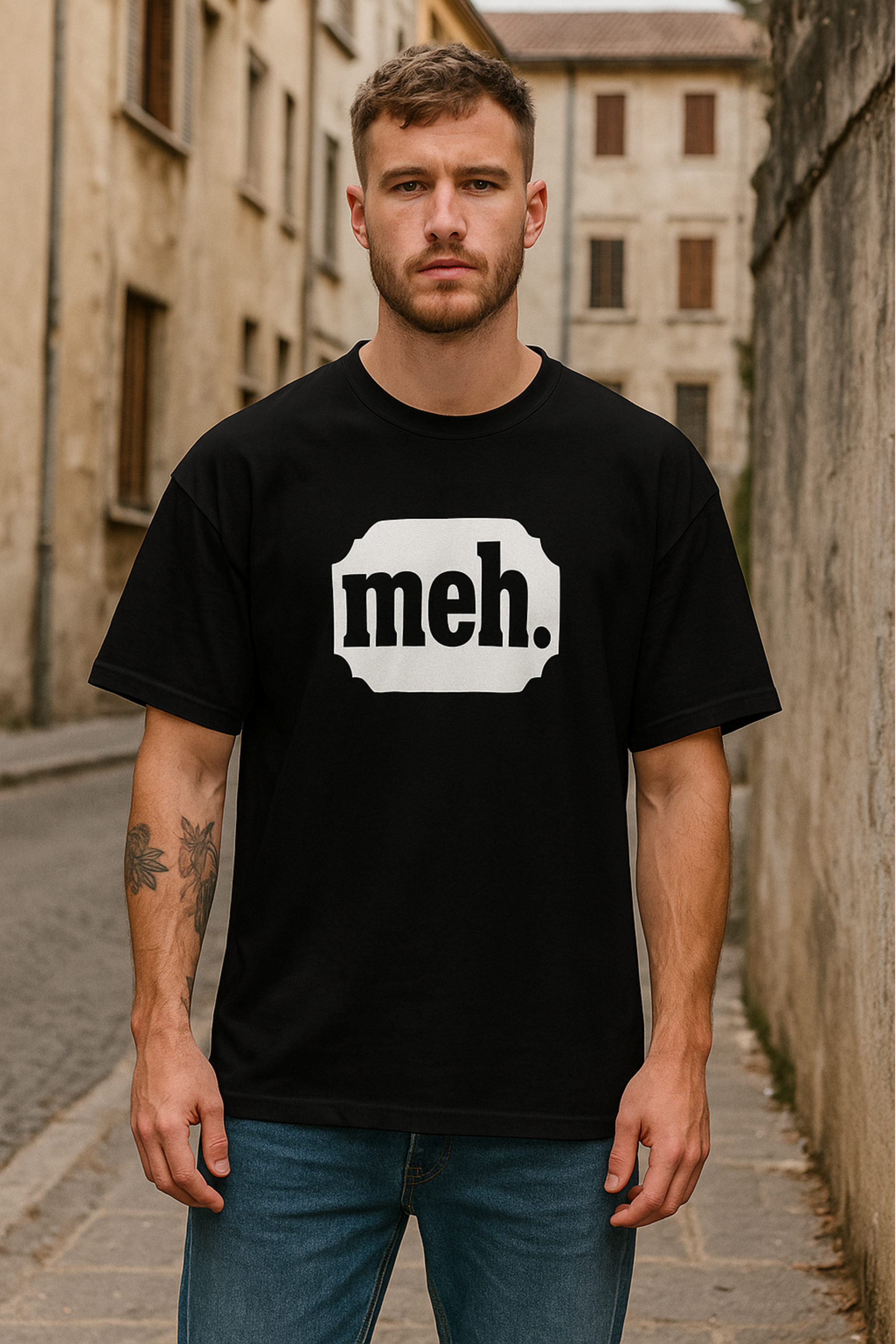 Men's Meh Typography Oversized T-shirt