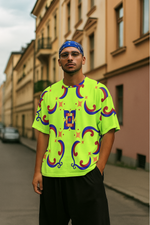 Men's Geometric Pattern Acid & Punk Oversized T-shirt