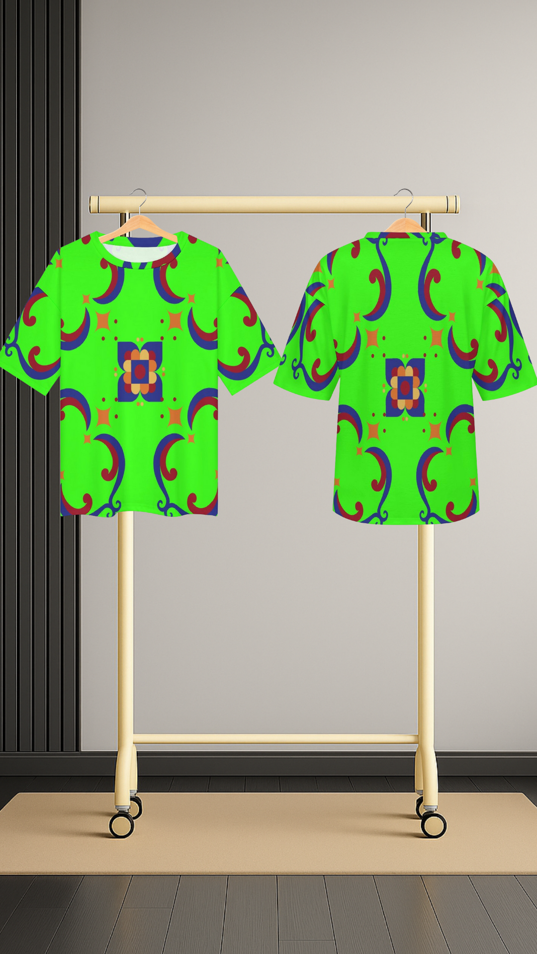 Men's Geometric Pattern Acid & Punk Oversized T-shirt