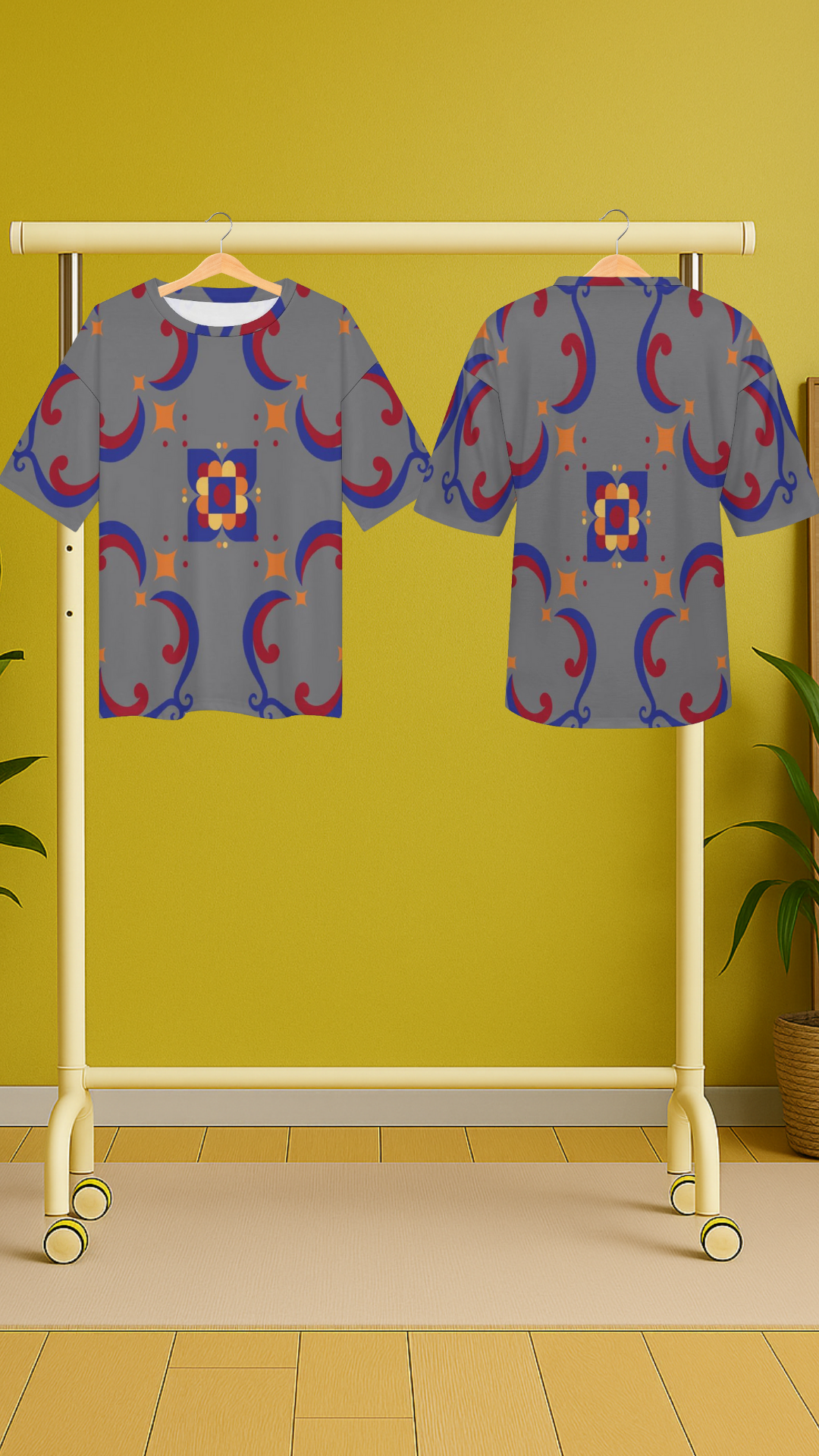 Men's Geometric Pattern Acid & Punk Oversized T-shirt