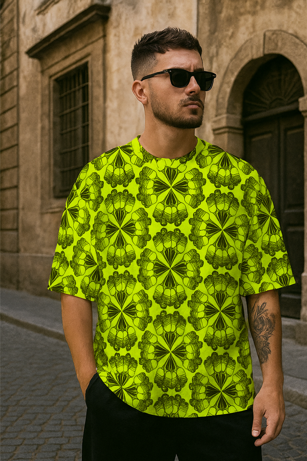 Men's Psychedelic Pattern Acid & Punk Oversized T-shirt