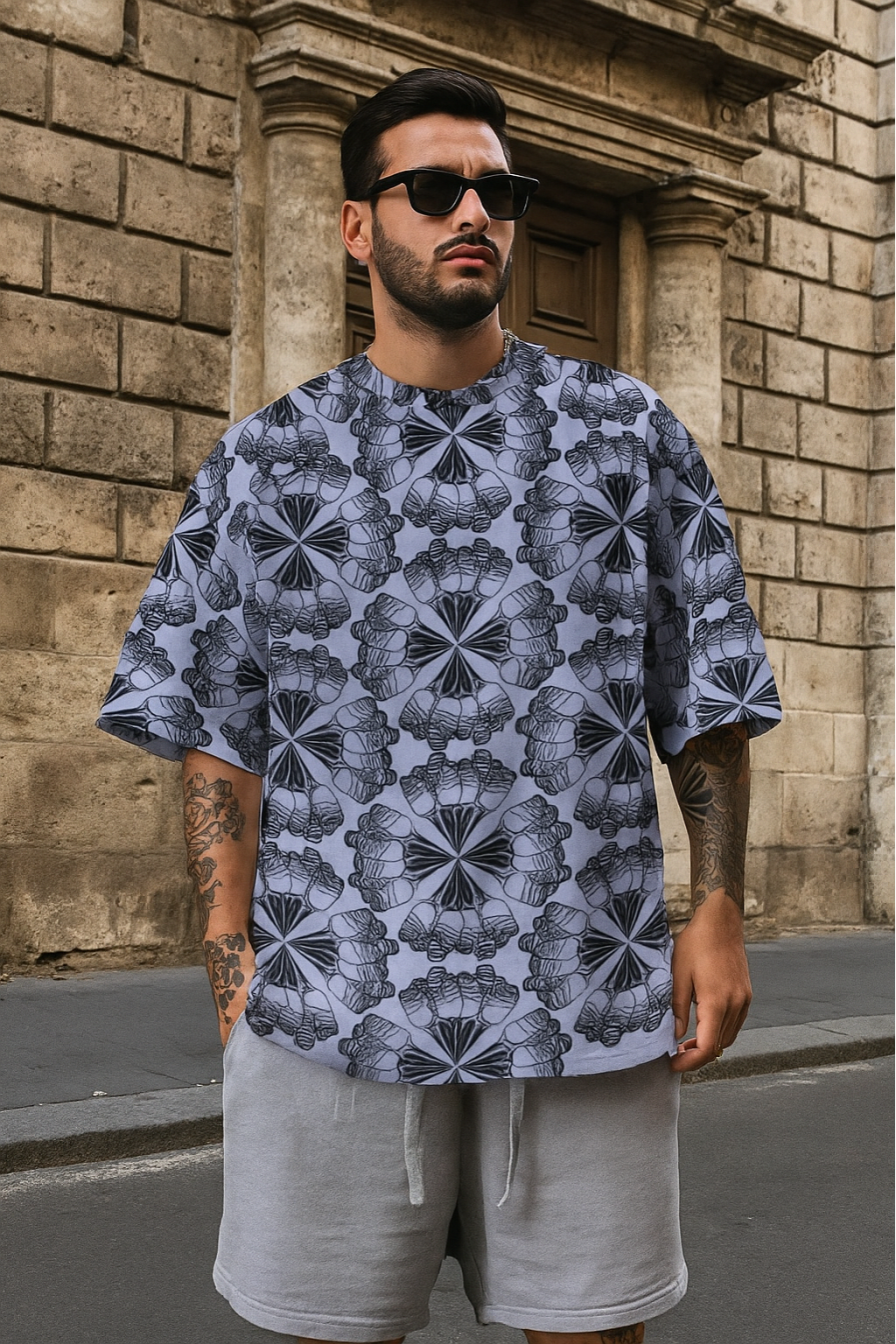 Men's Psychedelic Pattern Acid & Punk Oversized T-shirt