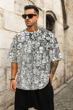 Men's Doodle Art Acid & Punk Oversized T-shirt