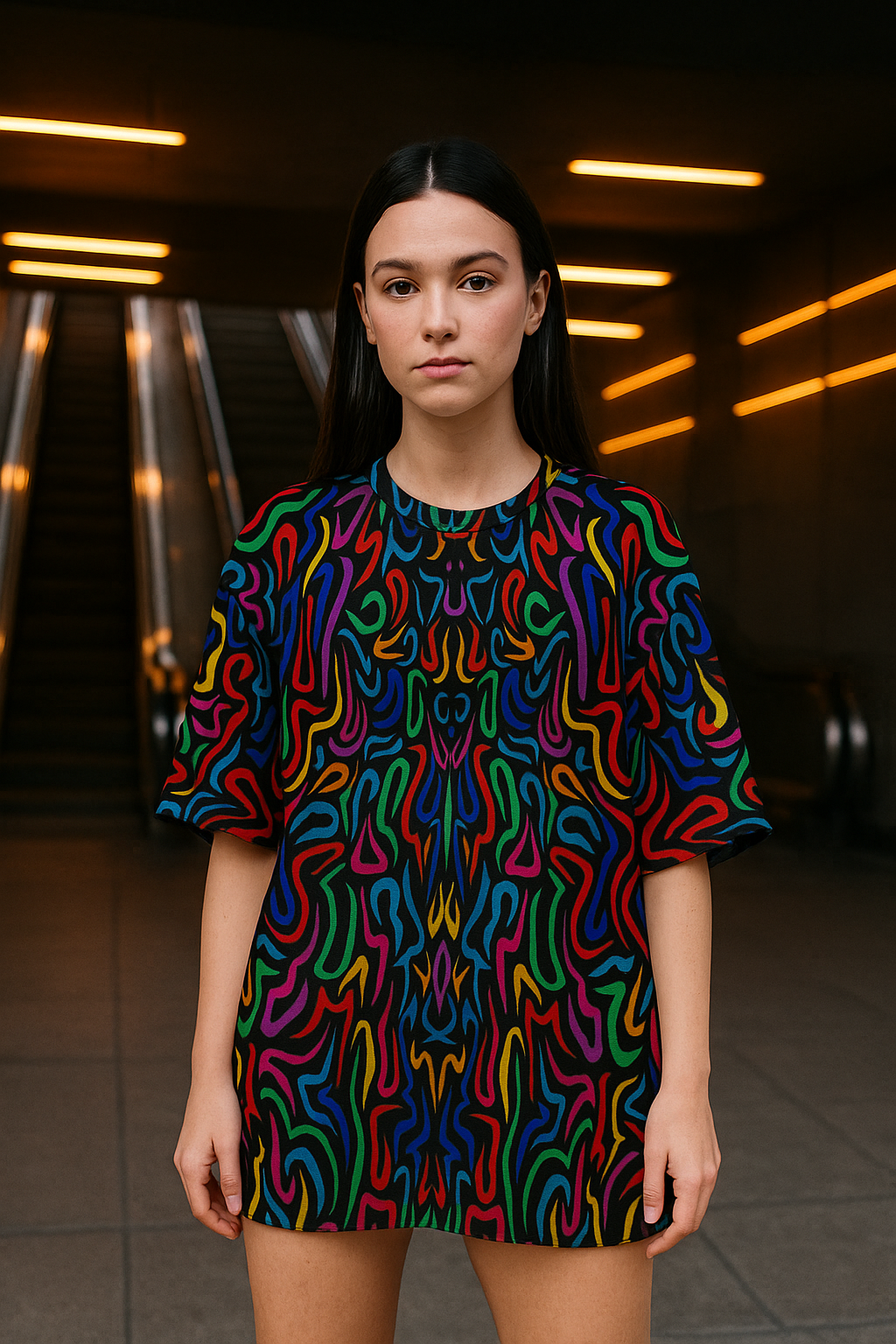 Women's Psychedelic Colors Acid & Punk Oversized T-shirt