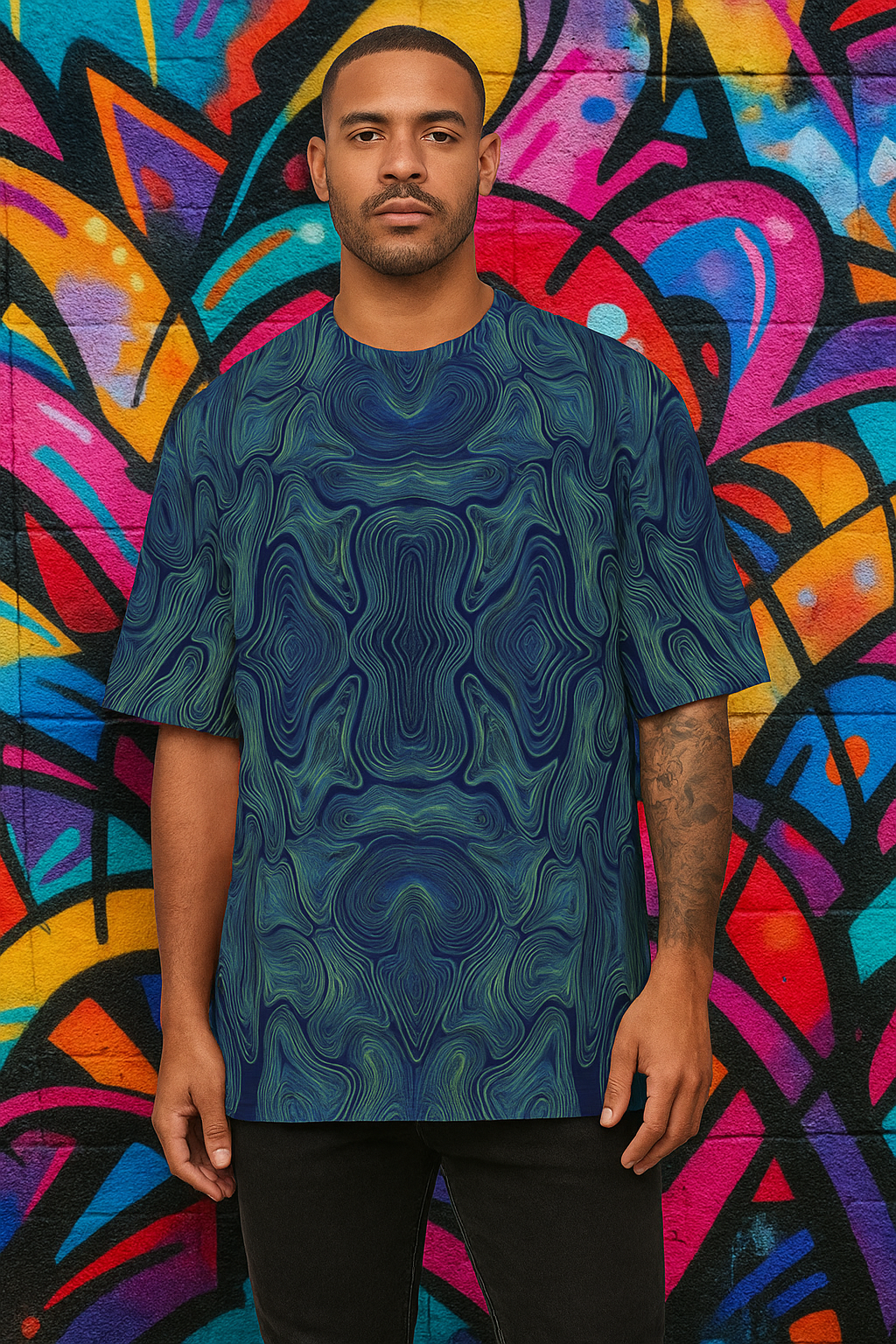 Men's Psychedelic Amoeba Acid & Punk Oversized T-shirt
