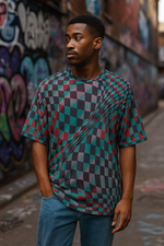 Men's Psychedelic Checker Acid & Punk Oversized T-shirt
