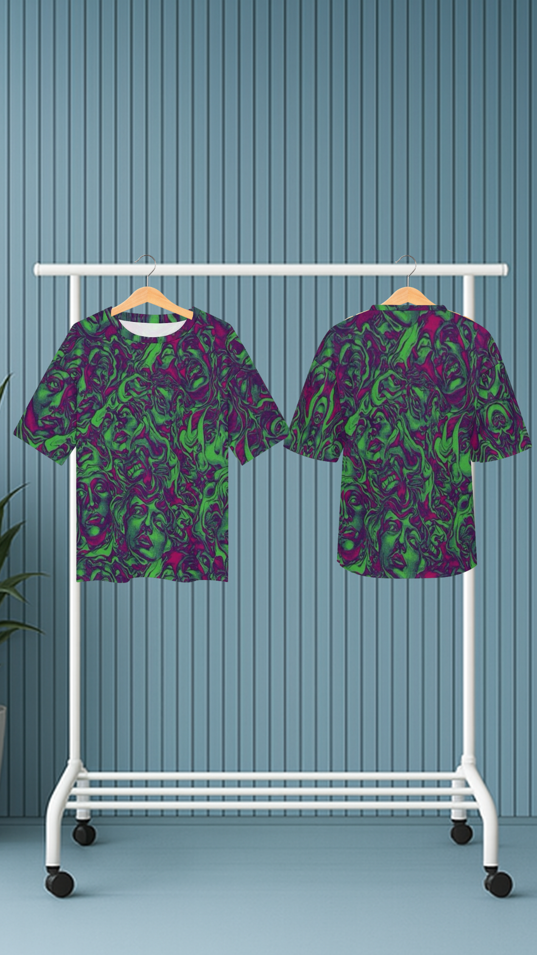 Men's Psychedelic Faces Acid & Punk Oversized T-shirt