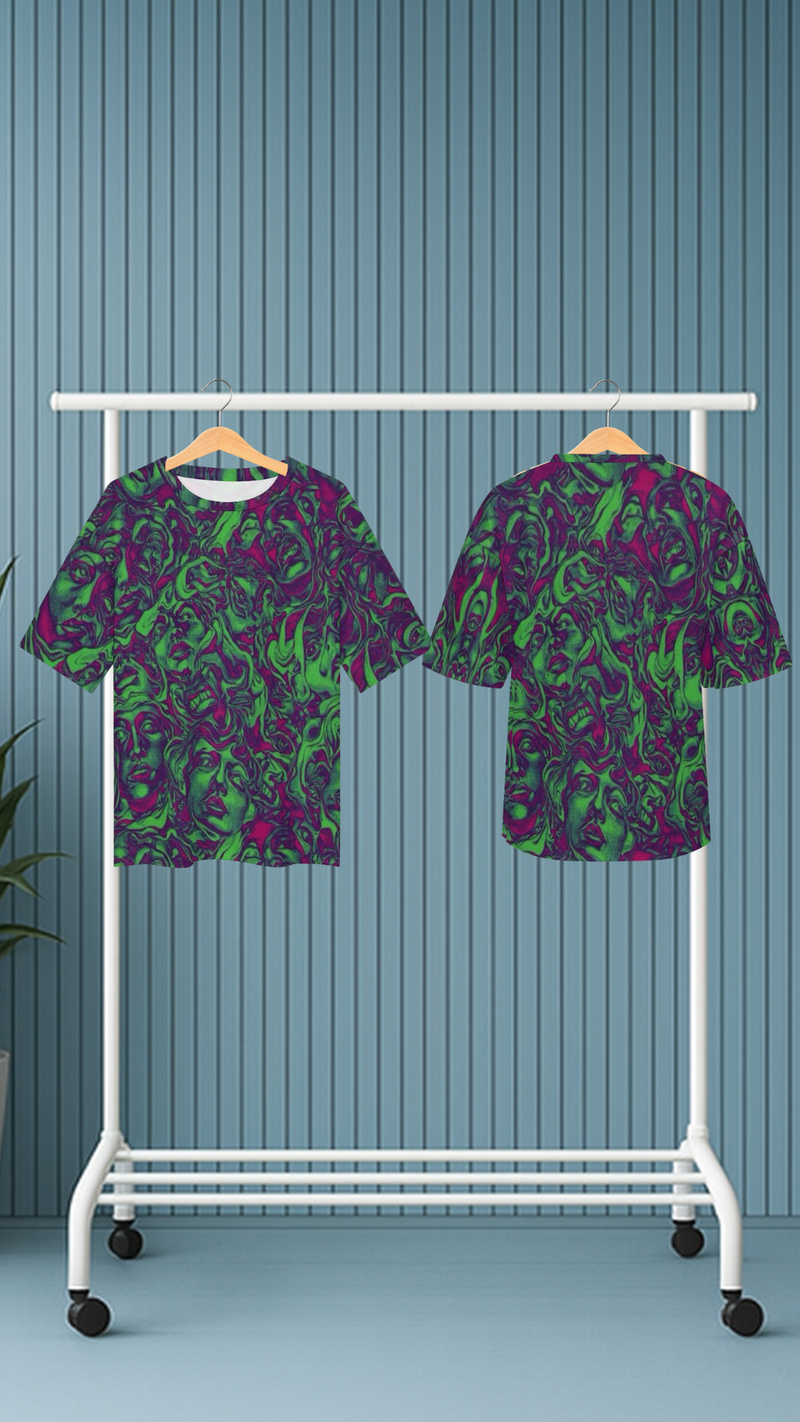 Men's Psychedelic Faces Acid & Punk Oversized T-shirt