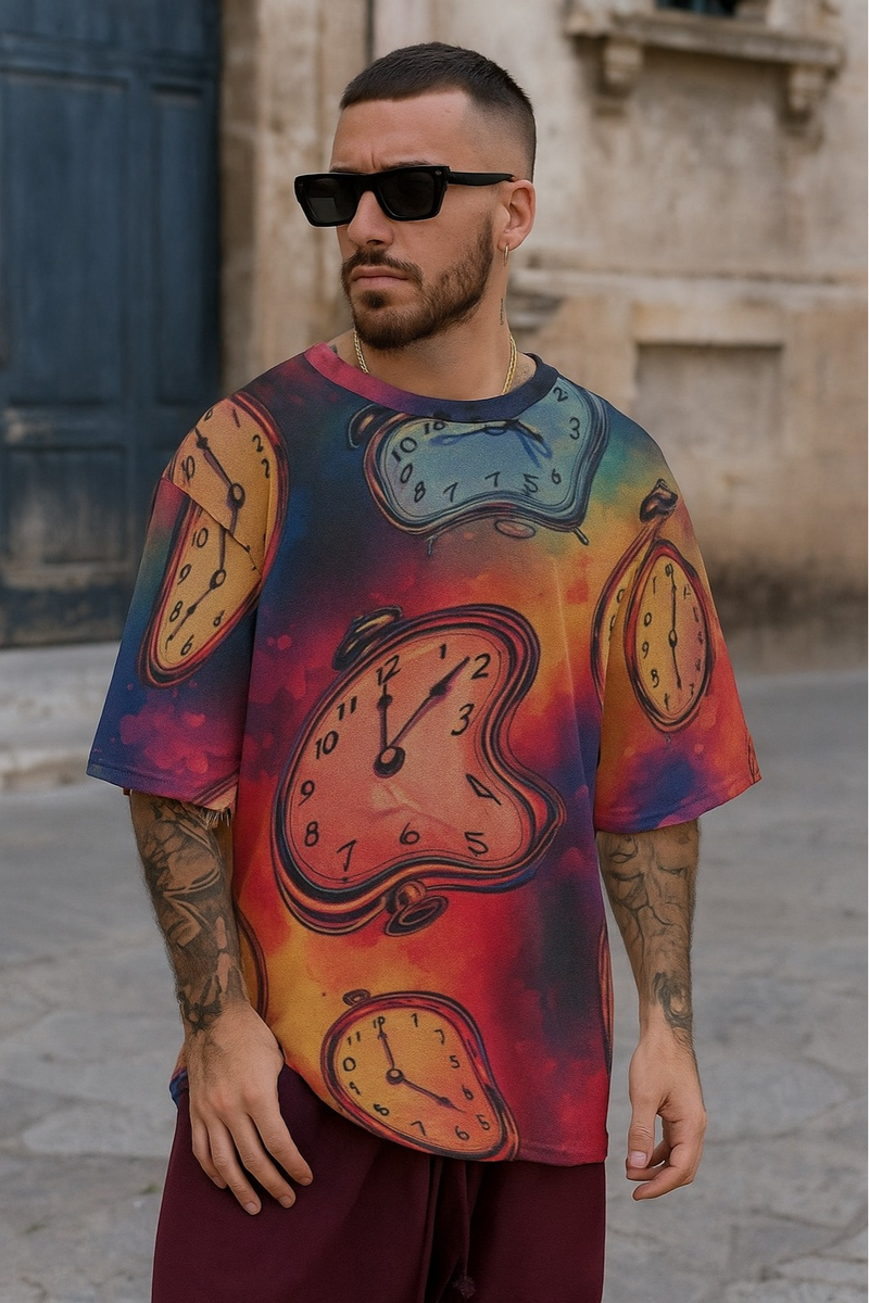 Men's Psychedelic Lost in Time Acid & Punk Oversized T-shirt