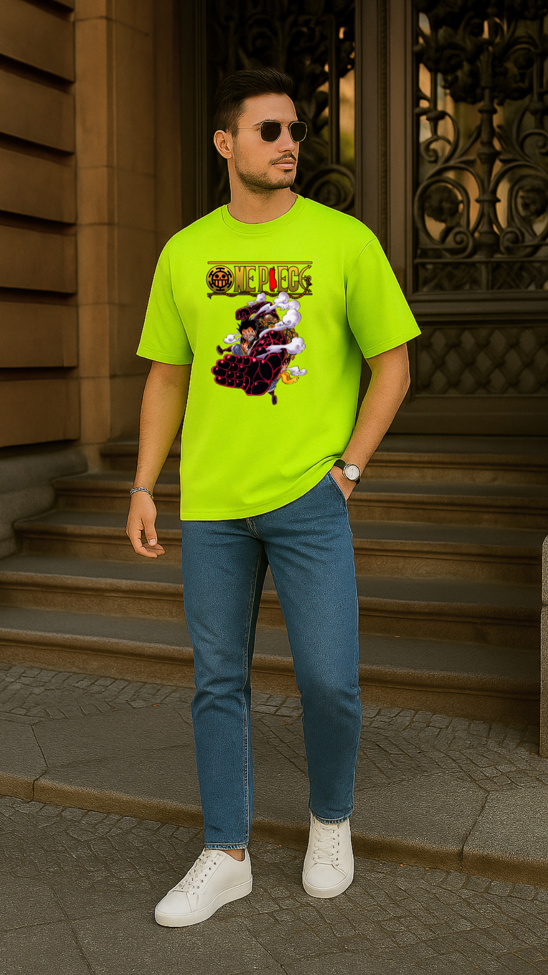 Men's One Piece Fight Anime Oversized T-shirt