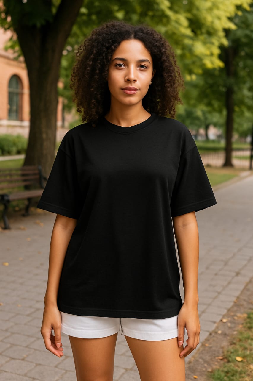 Women's Black Solid Oversized T-shirt