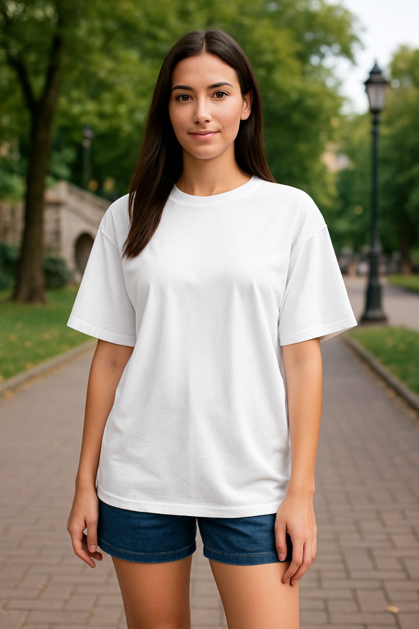 Women's White Solid Oversized T-shirt