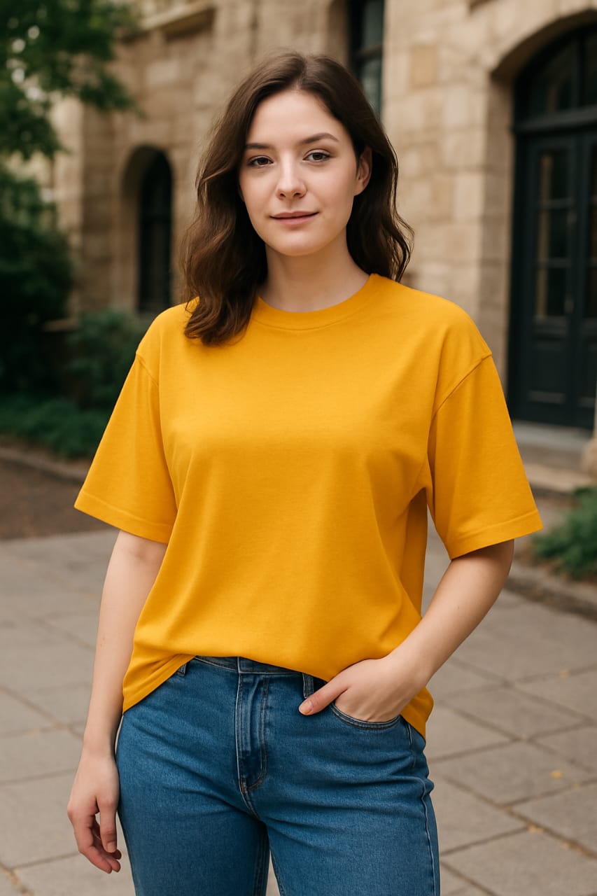 Women's Carrot Orange Solid Oversized T-shirt