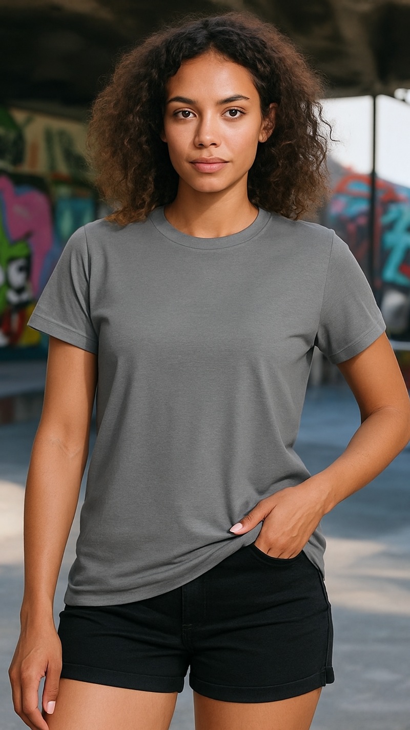 Women's Dark Grey Solid Classic T-shirt