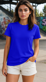 Women's Persian Blue Solid Classic T-shirt