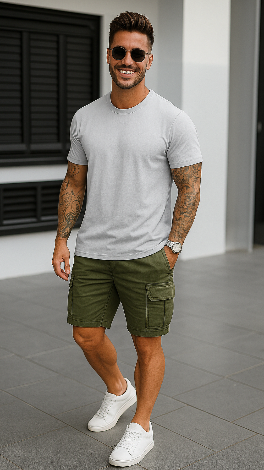 Men's Light Gray Solid Classic T-shirt