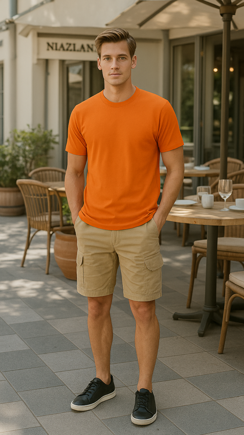 Men's Mango Tango Orange Solid Classic T-shirt