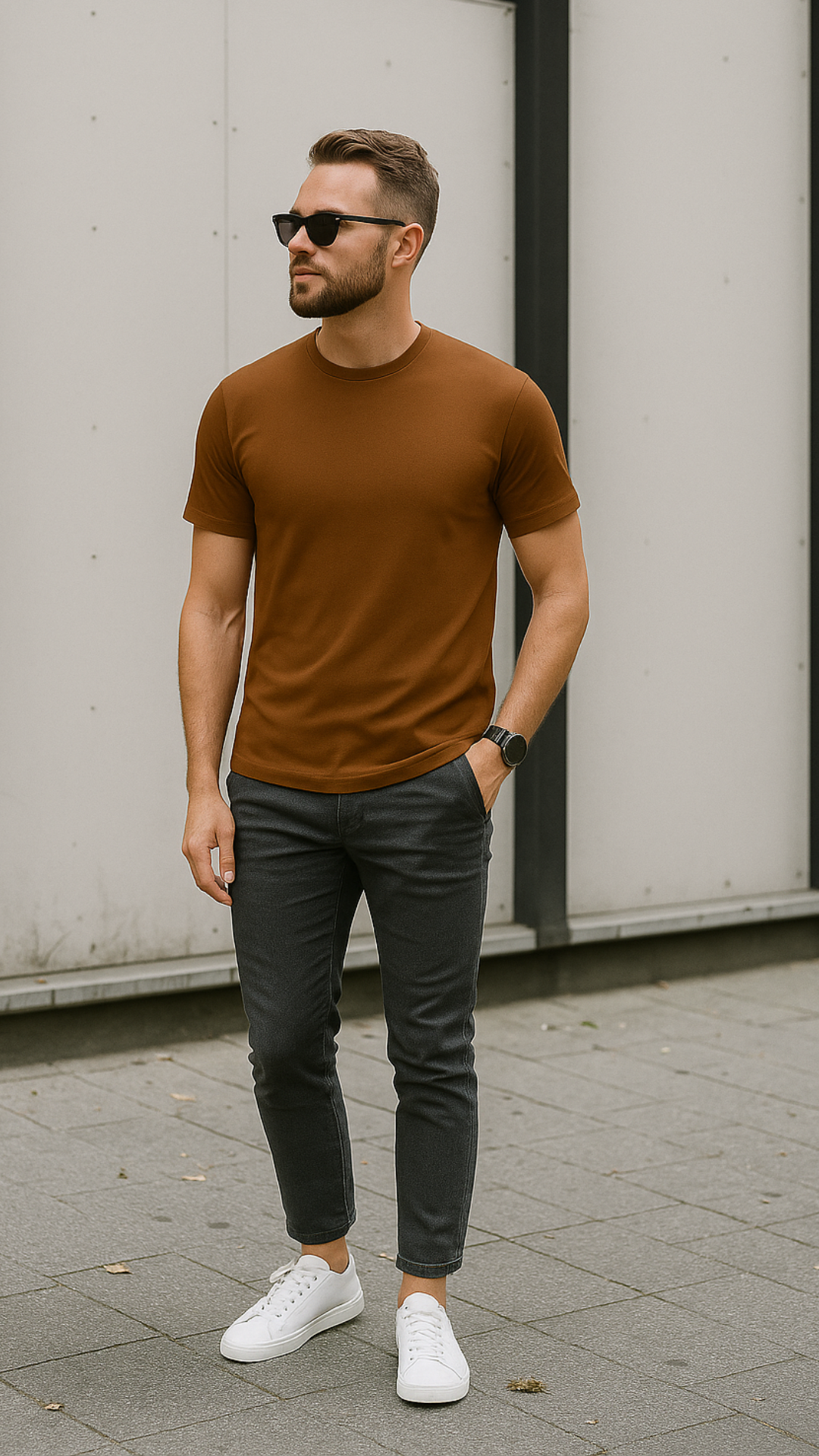 Men's Pastel Brown Solid Classic T-shirt