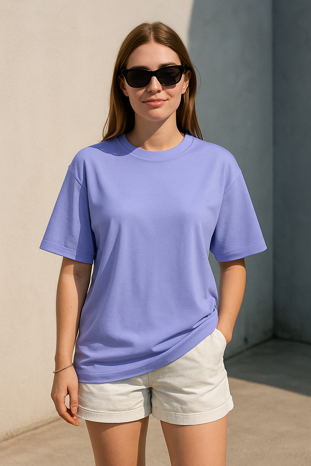 Women's Blue Bell Solid Oversized T-shirt