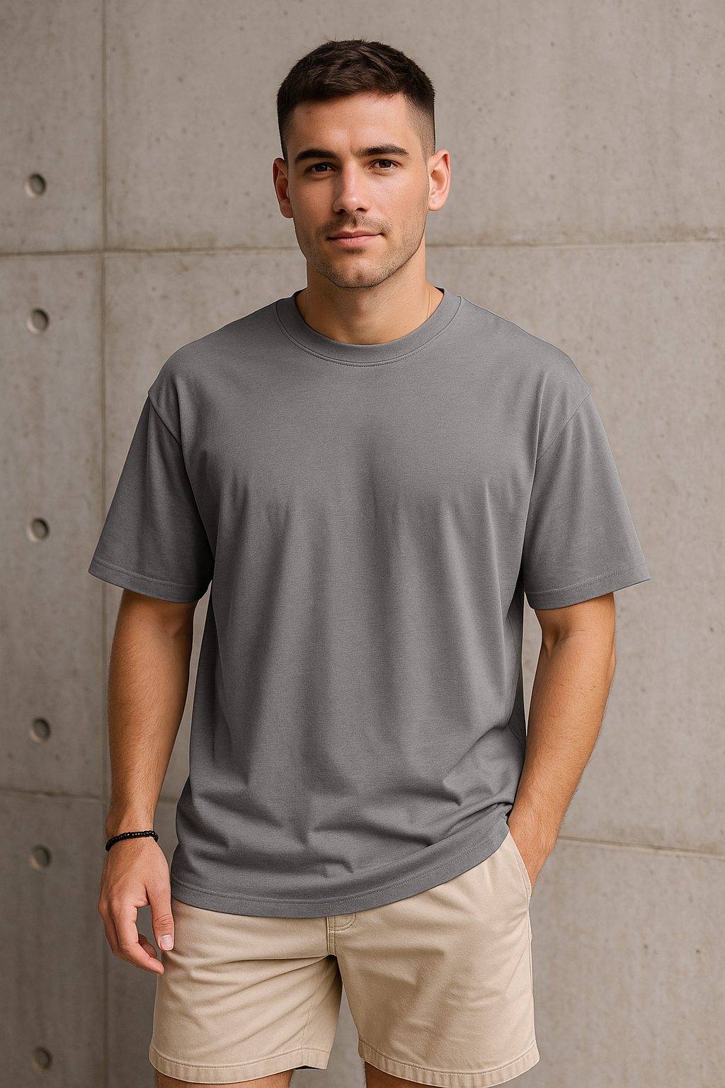Men's Trolley Grey Solid Oversized T-shirt