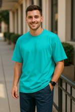 Men's Bright Turquoise Solid Oversized T-shirt