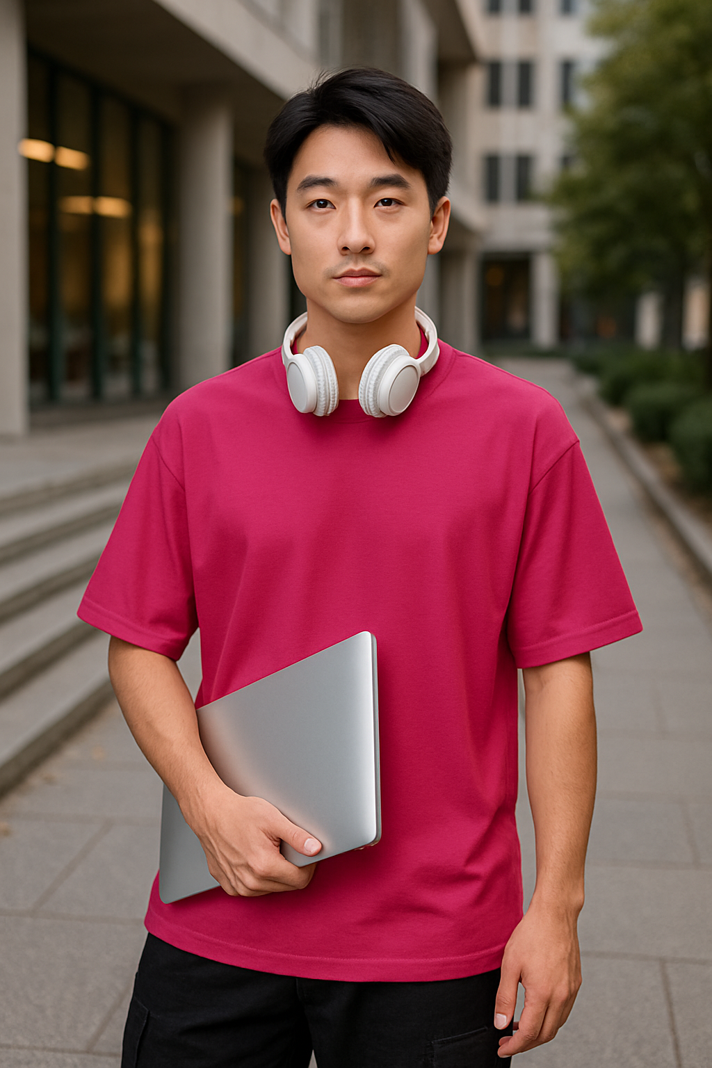 Men's Raspberry Rose  Solid Oversized T-shirt
