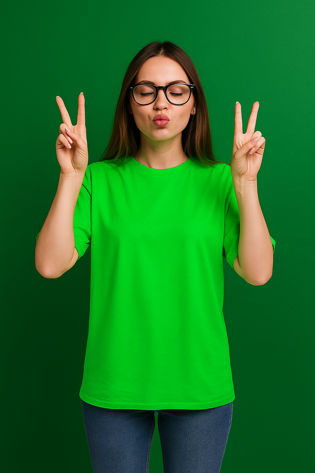 Women's Electric Green Solid Oversized T-shirt