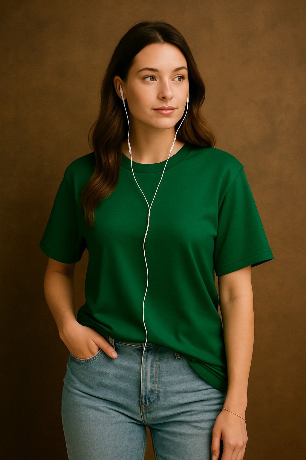 Women's Bottle Green Solid Oversized T-shirt